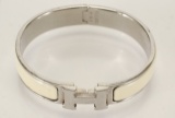Hermes Ivory Metal Clic Clac Bangle Bracelet PHW