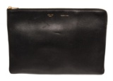 Celine Black Grained Leather Zip Pouch