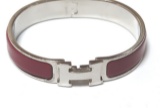 Hermes Red Metal Clic Clac Bangle Bracelet PHW