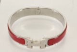 Hermes Red Metal Clic Clac Bangle Bracelet PHW