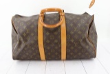 Louis Vuitton Brown Monogram Canvas Leather KeepallDuffle Bag Luggage