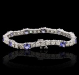 14KT White Gold 5.20 ctw Tanzanite and Diamond Bracelet