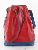 Louis Vuitton Red Blue Epi Leather Noe PM Bucket Bag