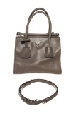 Prada Gray Saffiano Leather Suede Shoulder 2Way Bag