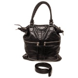 Balenciaga Black Leather Square Zip Shoulder Bag