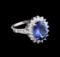 3.40 ctw Tanzanite and Diamond Ring - 14KT White Gold