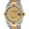 Rolex Mens 2 Tone Champagne Diamond & Ruby 36MM Datejust Wristwatch