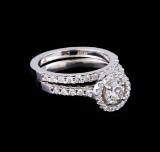 1.23 ctw Diamond Wedding Ring Set - 14KT White Gold