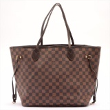 Louis Vuitton Damier Ebene Canvas Leather Neverfull MM Bag