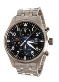 IWC Schaffhausen Black Silver Pilot Fliegeruhr Chronograph Watch