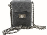 Chanel Grey Quilted Leather Phone Case with Chain Strap