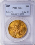 1927 $20 Saint Gaudens Double Eagle Gold Coin PCGS MS64