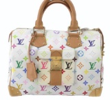 Louis Vuitton White Multicolor Monogram Speedy Handbag