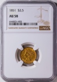 1851 $2.5 Liberty Head Quarter Eagle Gold Coin NGC AU58