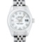 Rolex Ladies Stainless Steel White Diamond Quickset Datejust Wristwatch