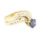 1.85 ctw Blue Sapphire and Diamond Ring - 14KT Yellow Gold