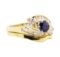 1.44 ctw Blue Sapphire And Diamond Ring And Band - 14KT Yellow Gold