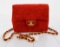 Chanel Vintage Red Quilted Suede Square Classic Single Mini Flap Bag