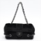 Chanel Black Checkered Velvet Leather Small Shoulder Bag