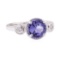 2.08 ctw Blue Sapphire and Diamond Ring - 14KT White Gold
