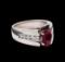 1.39 ctw Ruby and Diamond Ring - 14KT White Gold