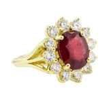 5.51 ctw Ruby and Diamond Ring - 18KT Yellow Gold