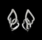 0.73 ctw Diamond Earrings - 14KT White Gold