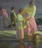 Playing at the Shore by Don Hatfield on paper