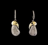 0.62 ctw Diamond Earrings - 14KT White and Yellow Gold
