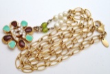 Chanel Gold-tone Metal Multicolor Lab-created Stones CC Logo Gripoix Chain Neckl