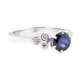 1.44 ctw Sapphire and Diamond Ring - 18KT White Gold
