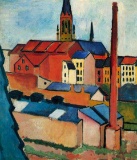 MACKE - St. Mary's Church With Houses And Chimney