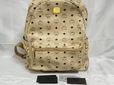 MCM Beige Monogram Visetos Canvas Leather Studs Stark Backpack