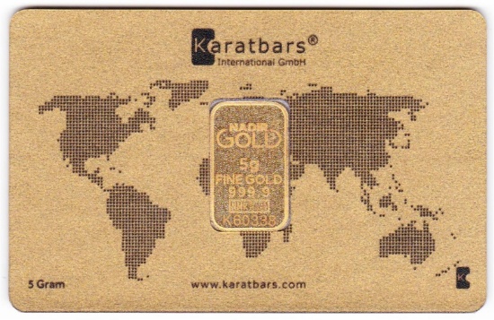 5 Gram .999 Fine Gold Karatbars Card