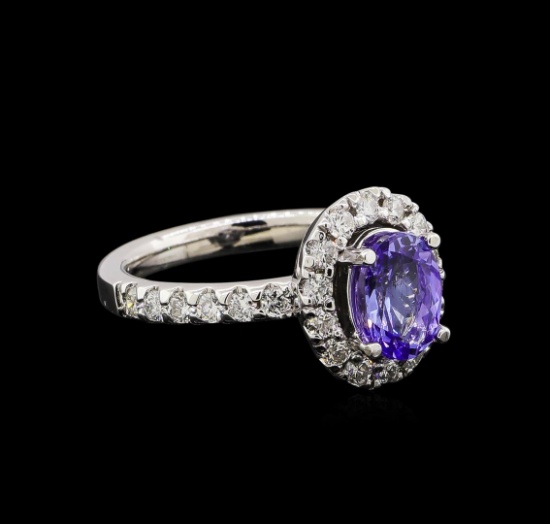 1.56 ctw Tanzanite and Diamond Ring - 14KT White Gold