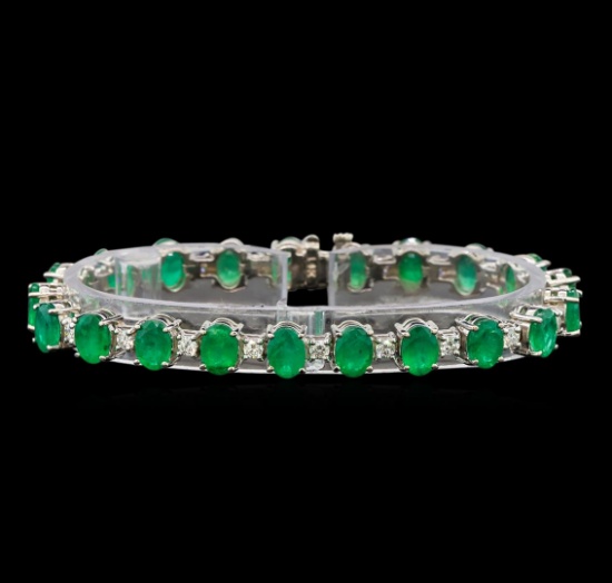 14KT White Gold 15.83 ctw Emerald and Diamond Bracelet