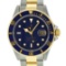 Rolex Mens Stainless Steel and Yellow Gold 40mm Submariner Watch with Blue Dial