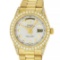 Rolex Mens 18K Yellow Gold Silver Diamond 2.6 ctw Quickset President Wristwatch