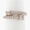 New 14k Rose Gold Emerald Cut & Round Diamond Moi et Toi Bypass Stack Band Ring