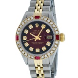 Rolex Ladies 2 Tone Red Vignette Diamond & Ruby 26MM Wristwatch