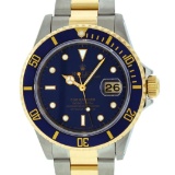 Rolex Mens Stainless Steel and Yellow Gold 40mm Submariner Watch with Blue Dial