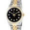 Rolex Mens 2 Tone Black Diamond 36MM Oyster Perpetual Datejust Wristwatch