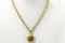 Chanel Gold-tone Metal CC Logo Sunburst Pendant Necklace