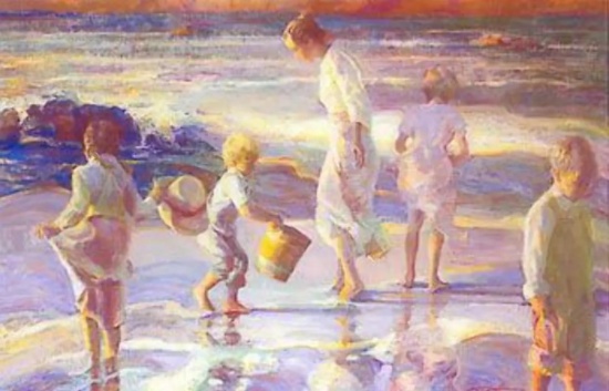 Frolicking at the Seashore by Don Hatfield on paper
