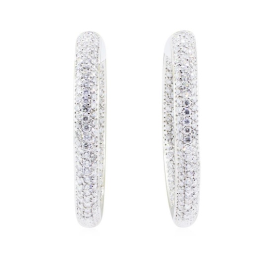 5.30 ctw Diamond Hoop Earrings - 14KT White Gold