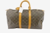 Louis Vuitton Brown Monogram Canvas Leather Keepall 45 cm Duffle Bag Luggage