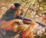 ARKADY **LONE VIOLINIST ** SIGNED ORIGINAL ACRYLIC