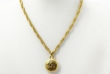 Chanel Gold-tone Metal CC Logo Sunburst Pendant Necklace