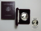1986-S $1 American Silver Eagle Dollar Proof Coin w/Case & COA