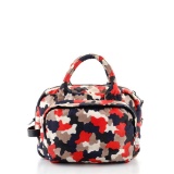 Prada Red Multicolor Printed Canvas Convertible Zip Around Small Satchel Bag